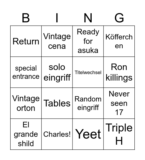 Night of Bingo Card
