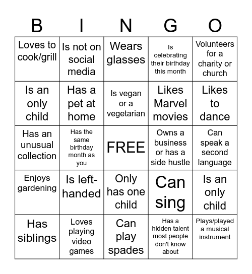 FIND SOMEONE WHO... Bingo Card