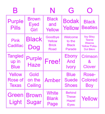 COLORS for UBE MANIA JULY 5th! Bingo Card