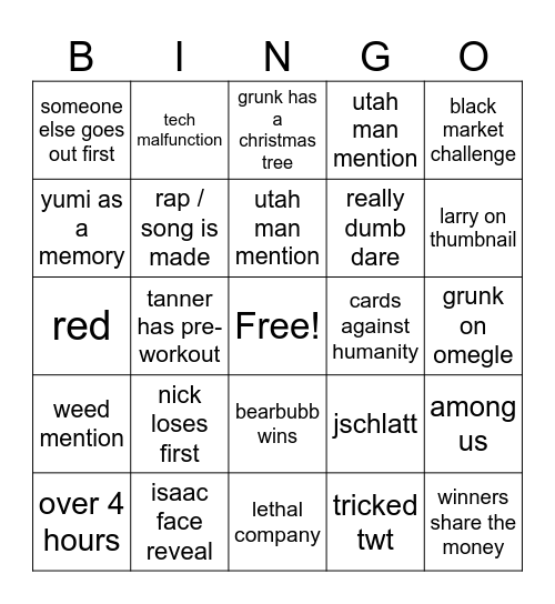 LTLVC 5 BINGO Card