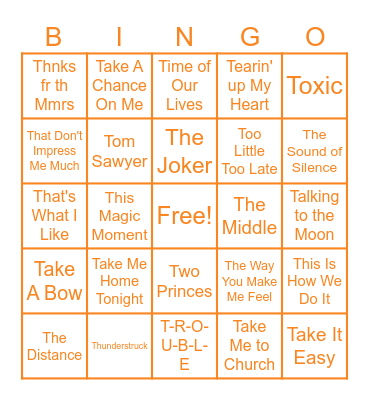 T is for TESSA! Bingo Card