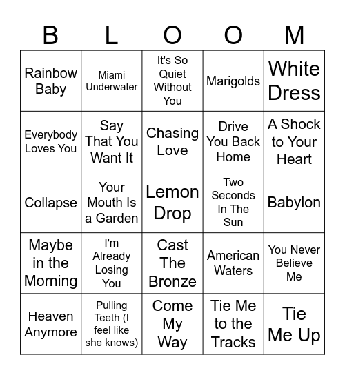 Raynes Bingo Card