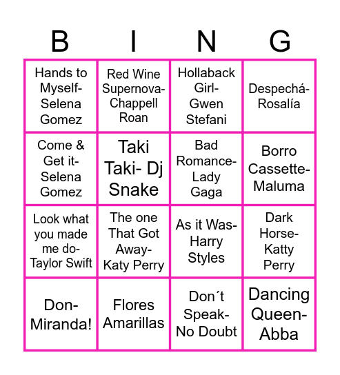 Bingo Musical Bingo Card