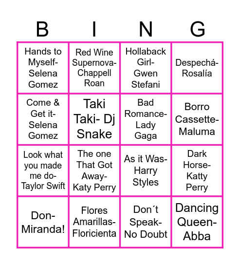 Bingo Musical Bingo Card