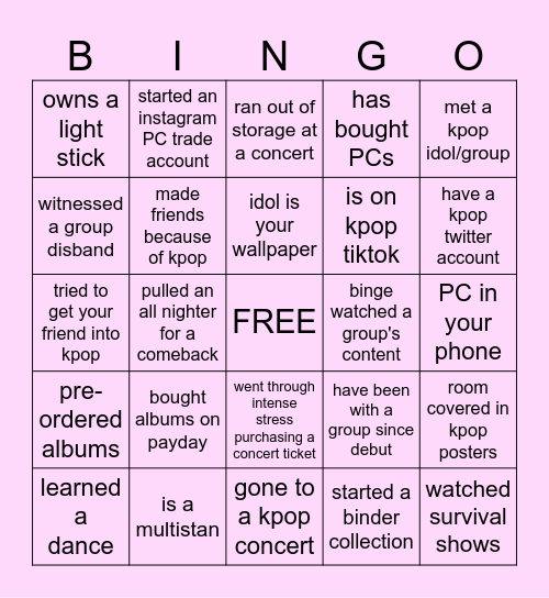 NABI BINGO!! Bingo Card