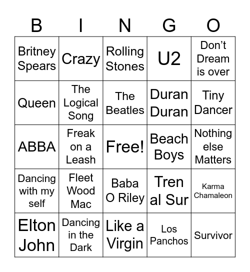 GOLDEN HITS Bingo Card