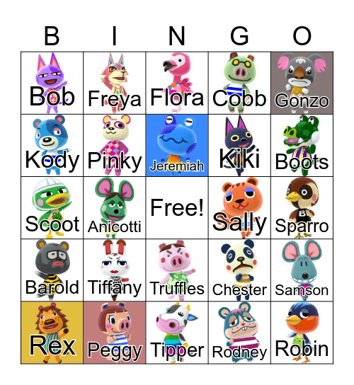 Animal Crossing Bingo Card