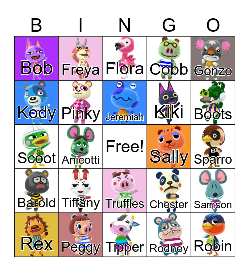 Animal Crossing Bingo Card