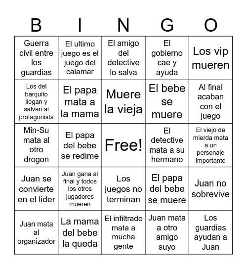 Calamar Bingo Card