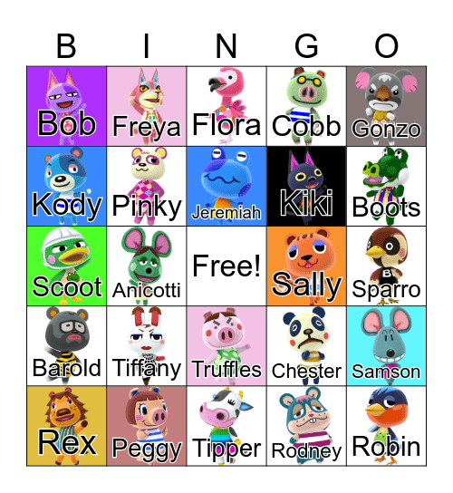 Animal Crossing Bingo Card