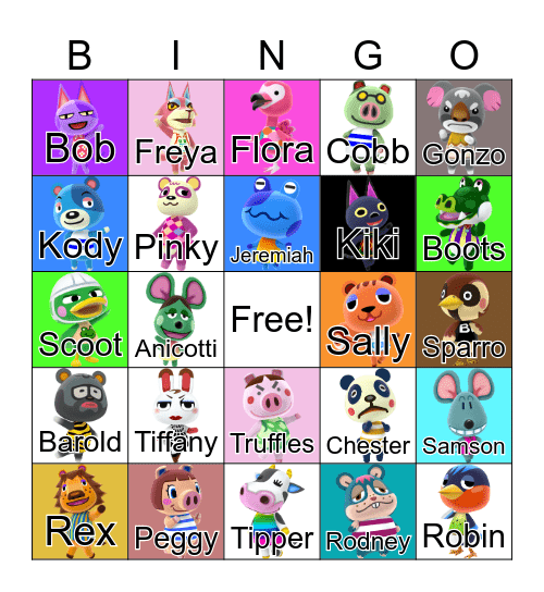 Animal Crossing Bingo Card