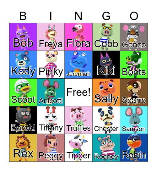Animal Crossing Bingo Card