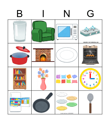 OBJECTS IN MY HOUSE Bingo Card