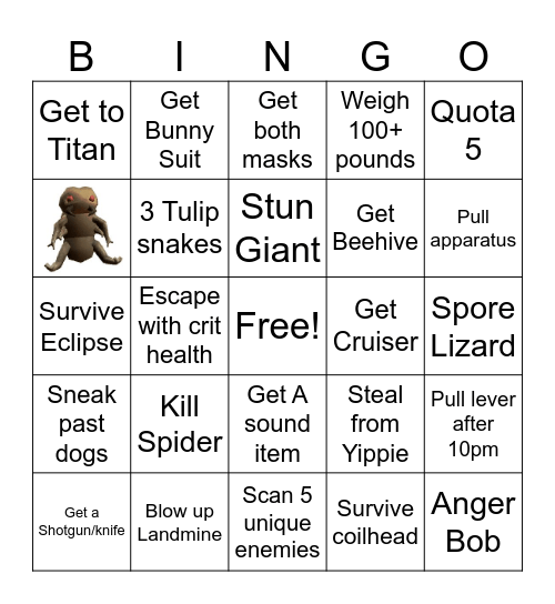Lethal Bingo Card