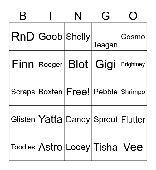 Dandy World Bingo Card