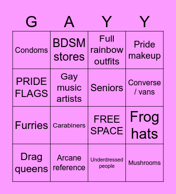 Pride Parade 2025 Bingo Card
