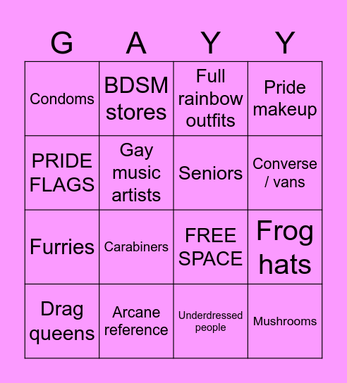 Pride Parade 2025 Bingo Card