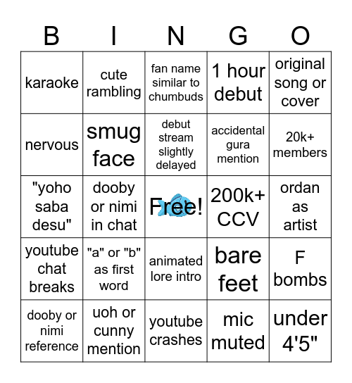 Saba Bingo Card