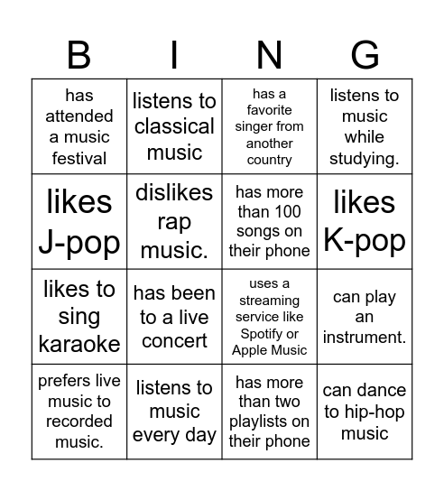 Find Someone Who Bingo Card