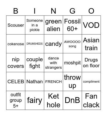 TOMORROWLAND BINGO Card
