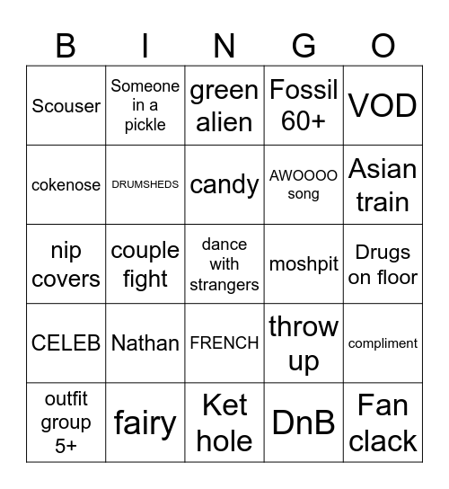 TOMORROWLAND BINGO Card