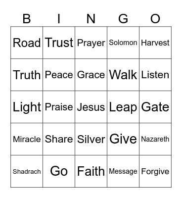 BIBLE BINGO Card