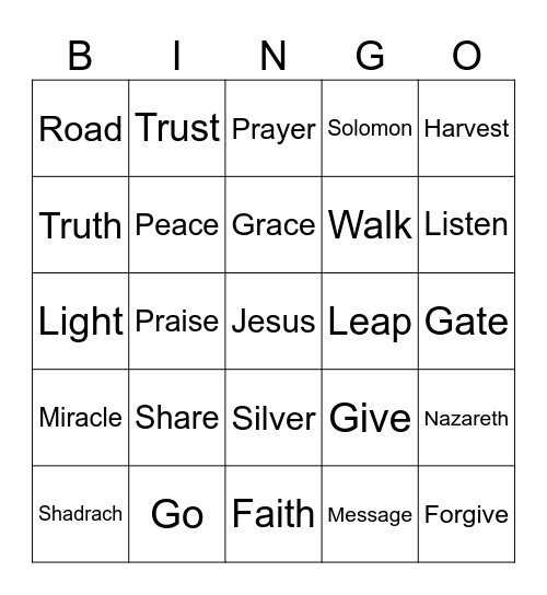 BIBLE BINGO Card