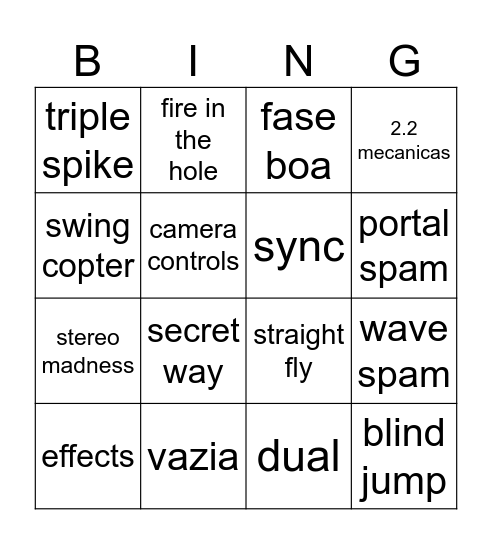 recent tab Bingo Card