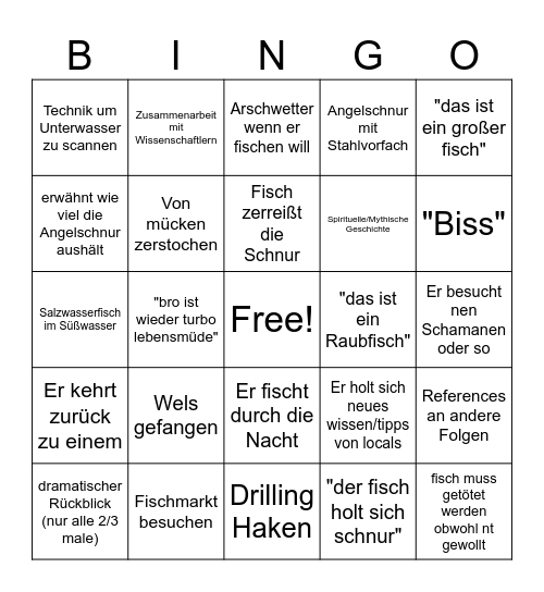 Flussmonster Bingo Card