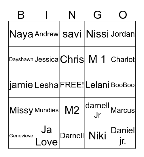 G & GG  BINGO! Bingo Card