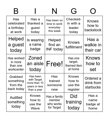 Target BINGO Card