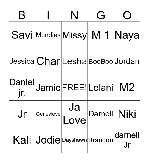 G & GG BINGO! Bingo Card