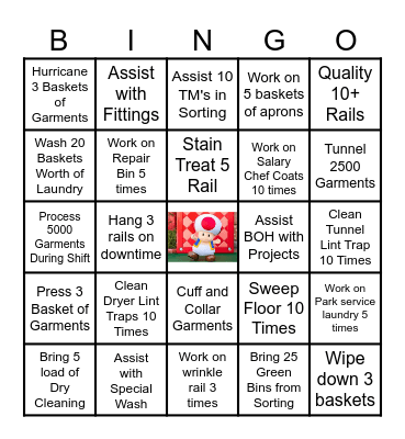 Laundry Bingo Card