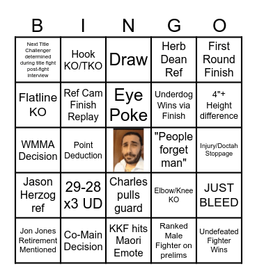 UFC (317) PPV Bingo Card