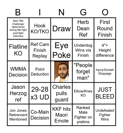 UFC (317) PPV Bingo Card