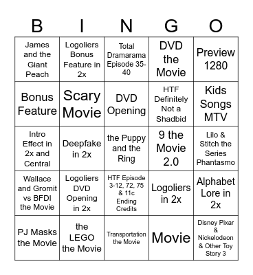 Genres 🎥 Home Media Bingo Card