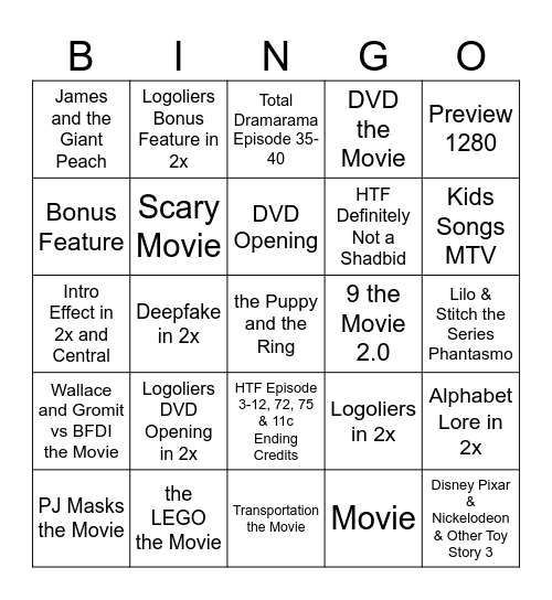 Genres 🎥 Home Media Bingo Card