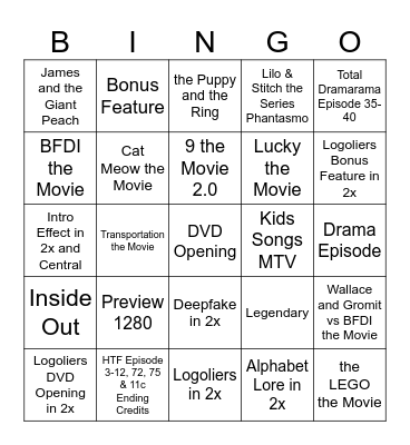 Genres 🎥 Home Media Bingo Card