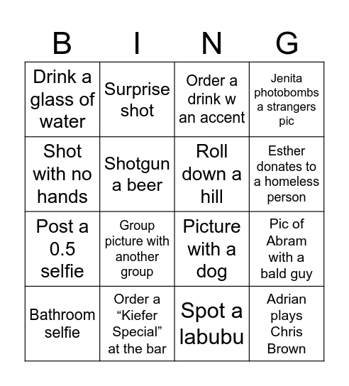Dream Team Bingo Card