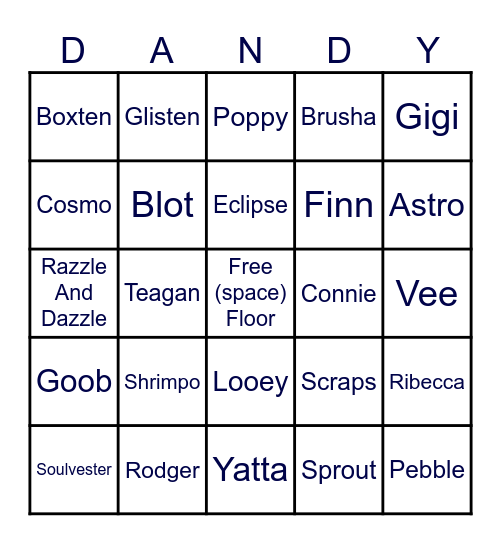 Dandy's World Twisted Bingo Card
