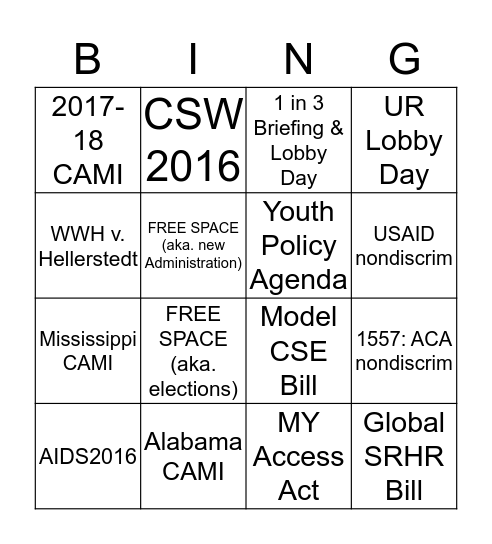 Policy Team BINGO! Bingo Card