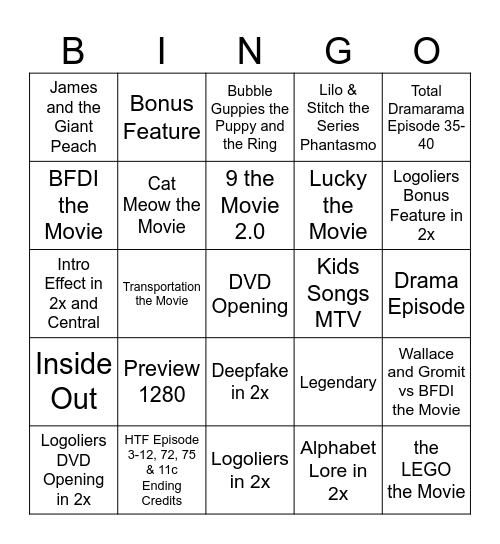 Genres 🎥 Home Media Bingo Card