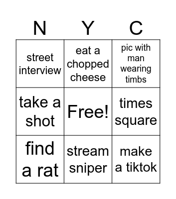 NEW YORK Bingo Card