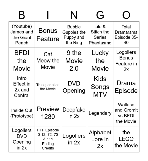 Genres 🎥 Home Media Bingo Card