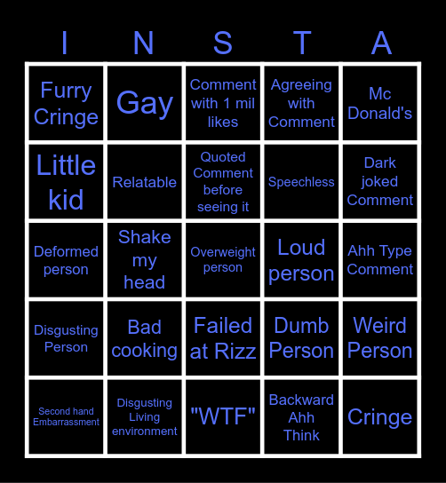 Instagram Reel Bingo Card