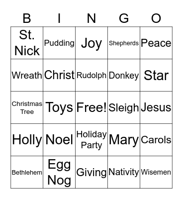 Christmas Bingo Card
