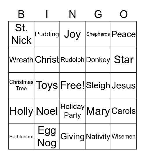 Christmas Bingo Card
