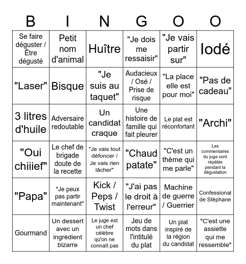 Bingo Top Chef Bingo Card