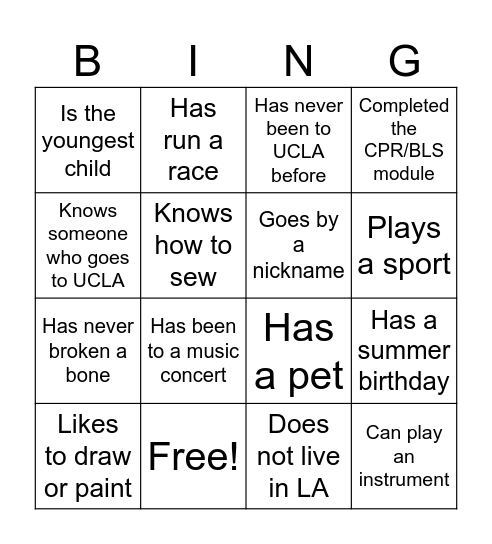 Find someone who... Bingo Card