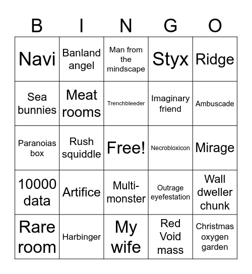 Pressure Endless Run Bingo Card